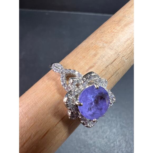 New Bomb Party Sterling Silver Lavender Simulated Amethyst Dinner Ring Sz 9 - Picture 13 of 16